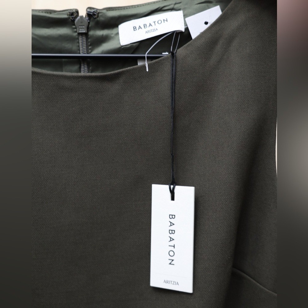 NWT Aritzia Babaton Bond Dress Crepette Dark Olive 2 - Picture 4 of 4